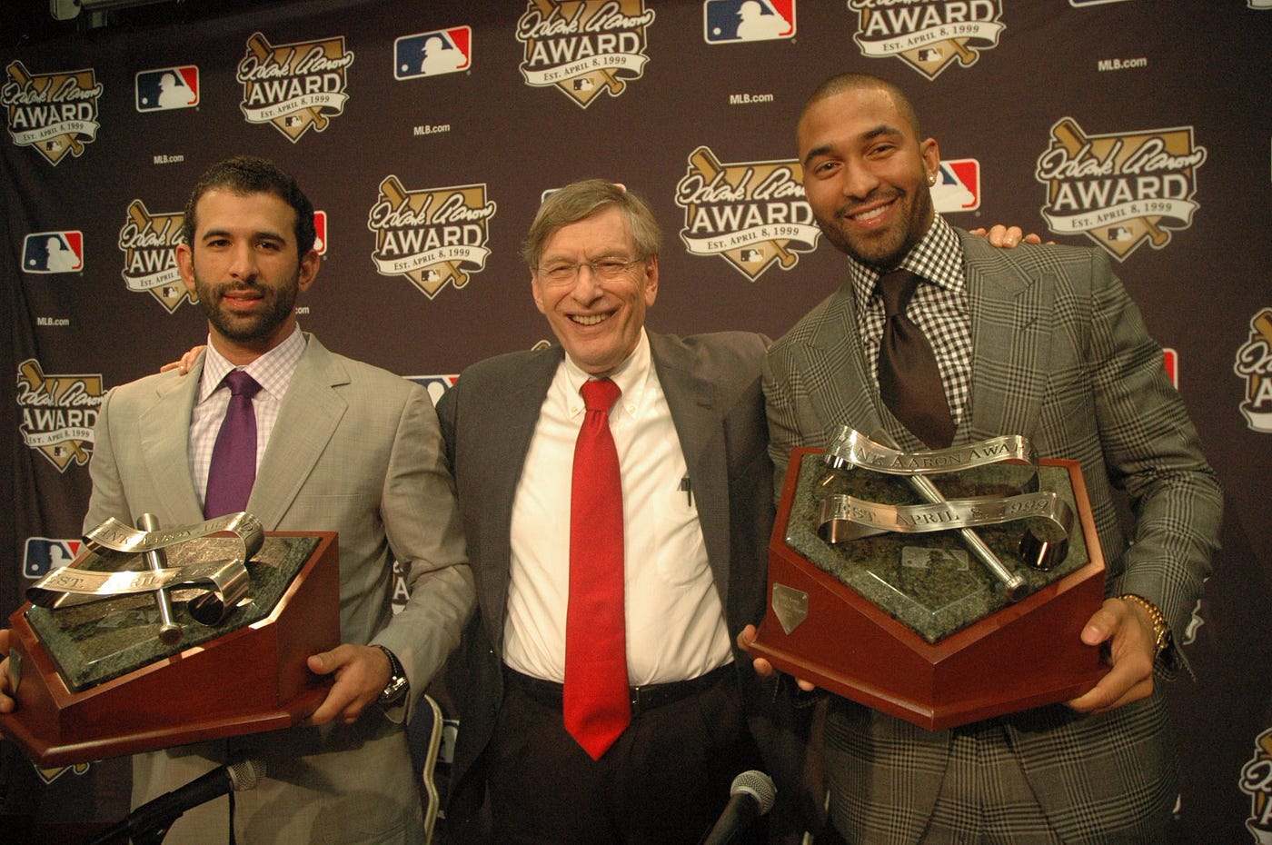 Kemp with AL Hank Aaron Award winner Jose Bautista and then-Commissioner Bud Selig. (Ben Platt)