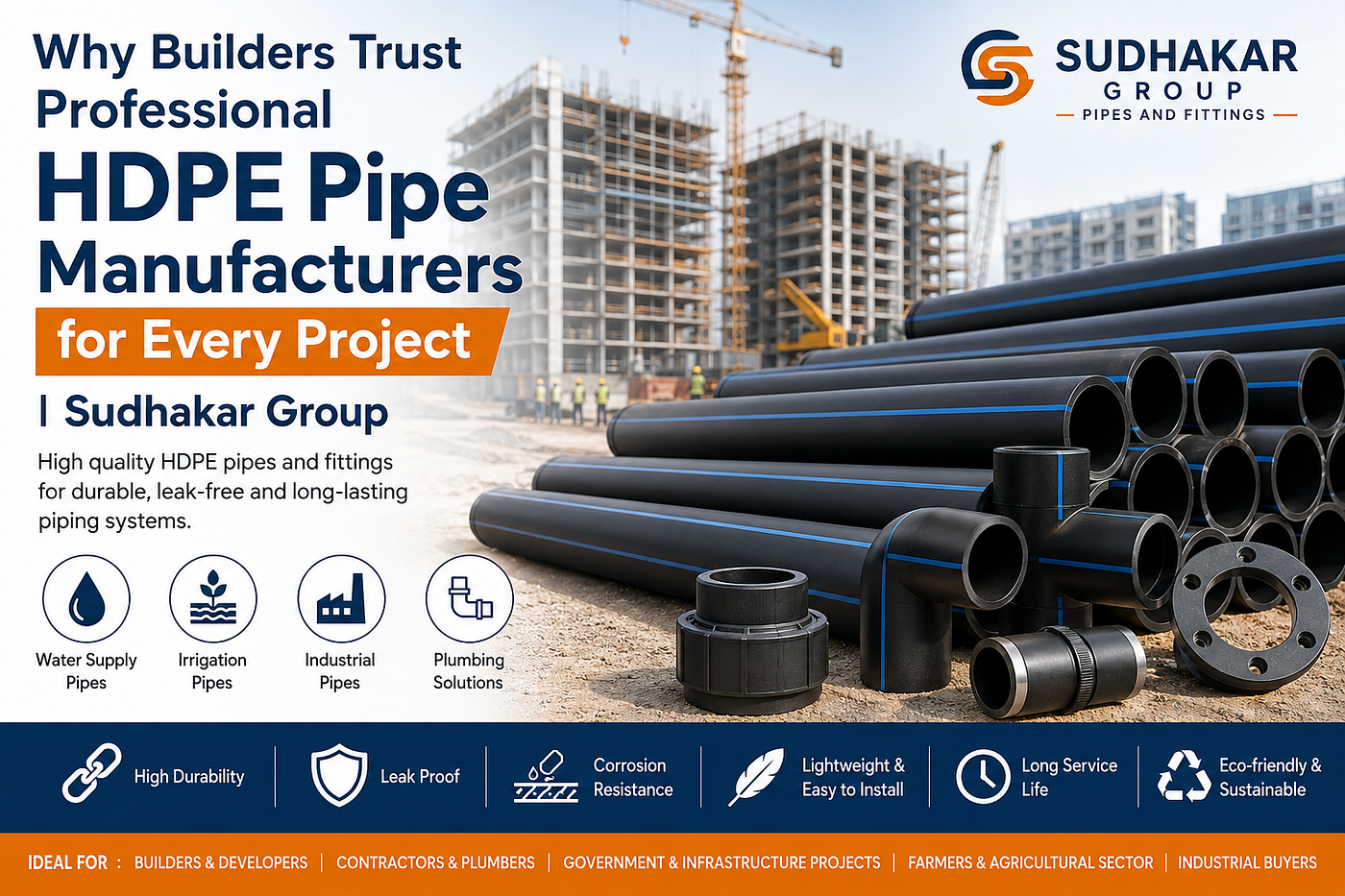 Why Builders Trust Professional HDPE Pipe Manufacturers for Every Project | Sudhakar Group