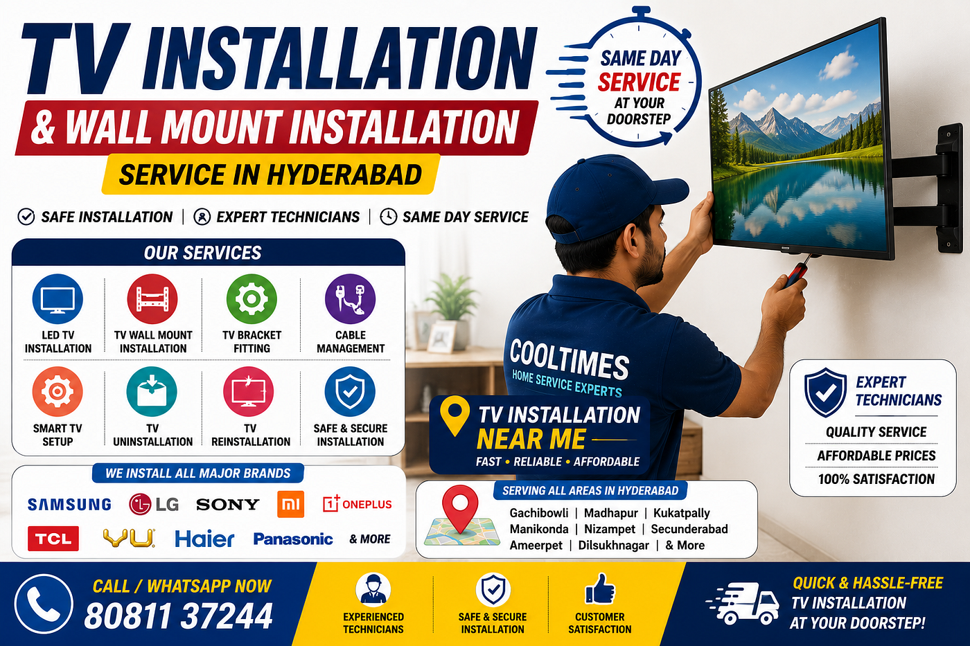 TV Wall Mount Installation Service in Hyderabad