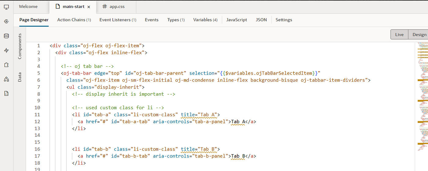 Nested OJ Tab Bars in VBCS — Vertical & Horizontal Layouts Made Simple