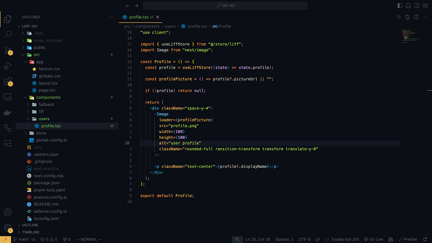 สร้าง Profile Component เพื่อแสดงผลข้อมูลของผู้ใช้