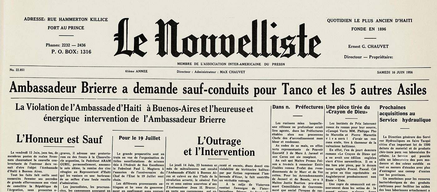 Le Nouvelliste 16 juin 1956