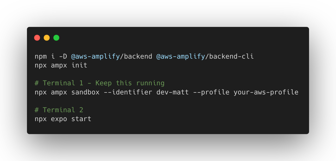 Weekend MVP: Expo Go + AWS Amplify Gen 2 for Startups | by Matthew Enarle |  Towards AWS
