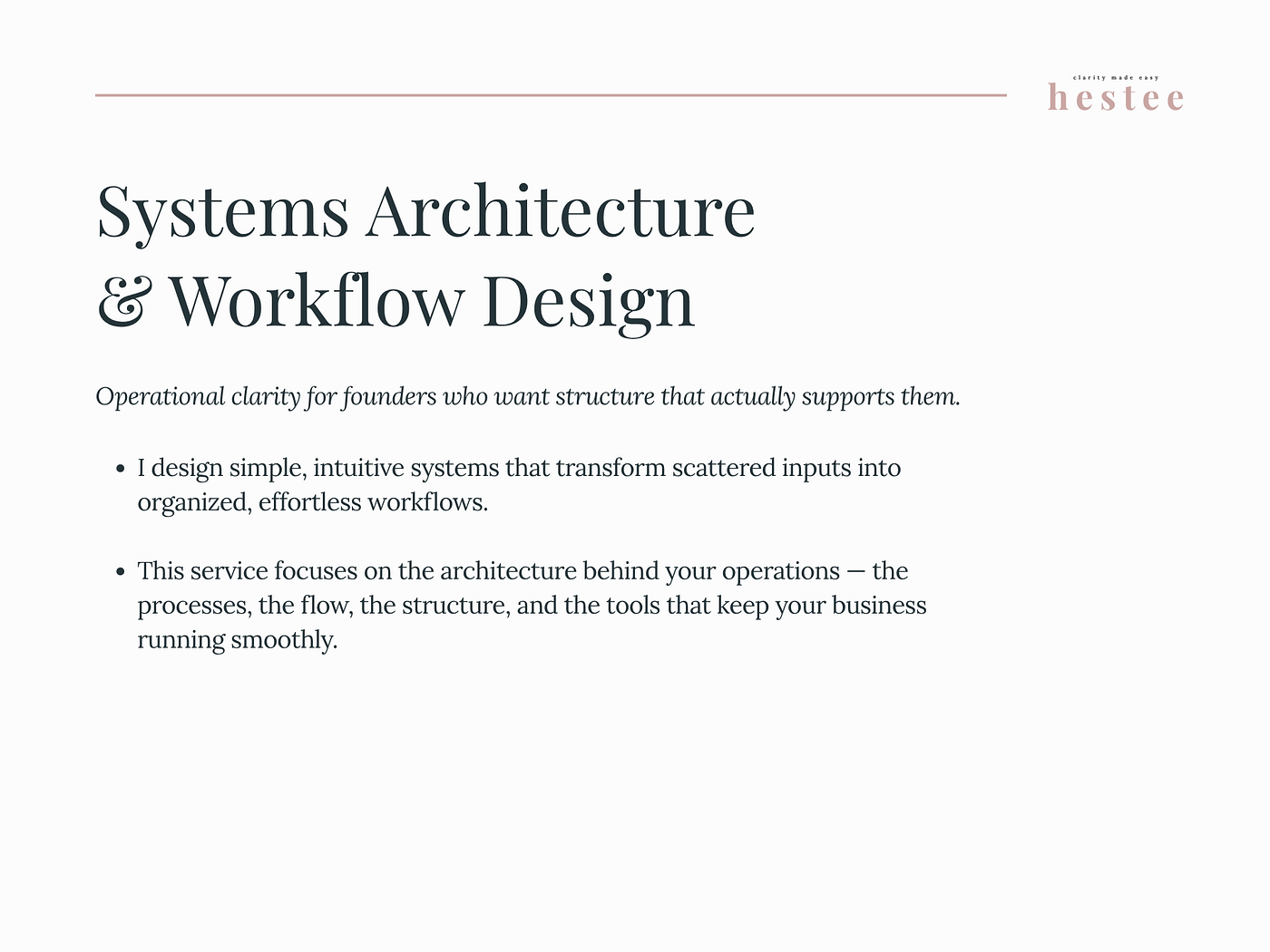 Systems Architecture & Workflow Design — one of Hestee.co’s core services