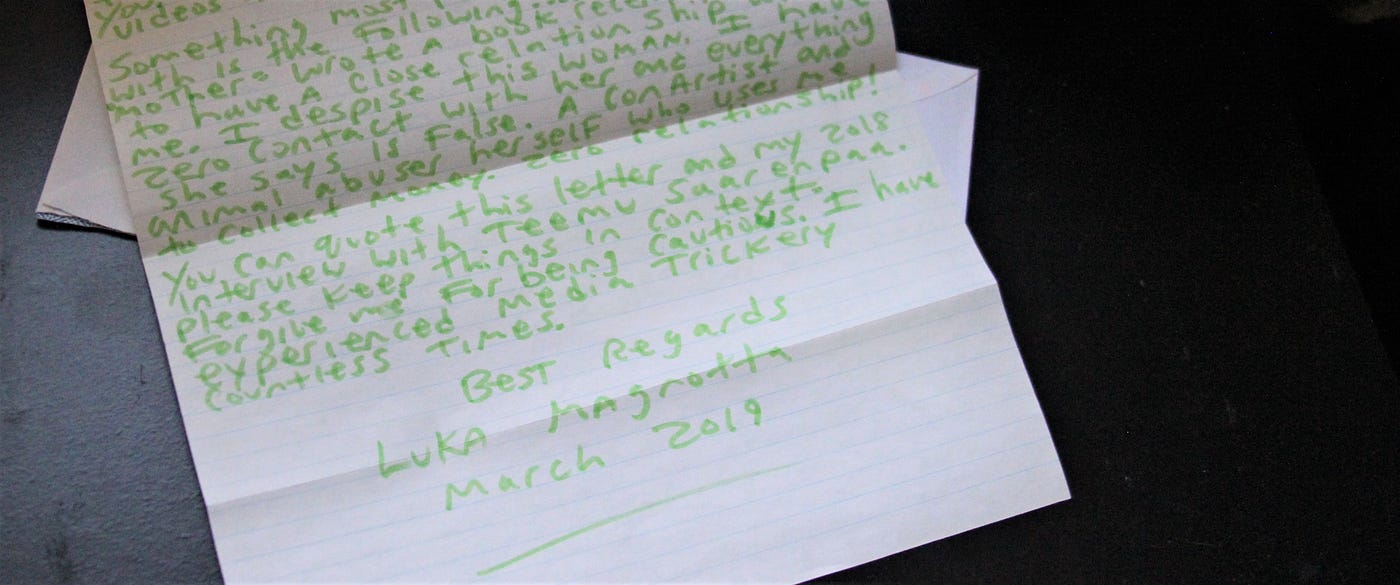 Recent Letters from Luka Magnotta, Uncensored | by Kristin Hugo | Medium