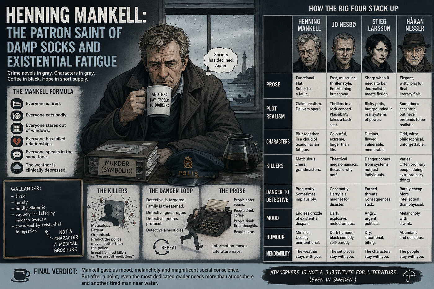 Henning Mankell: The Patron Saint of Damp Socks and Existential Fatigue