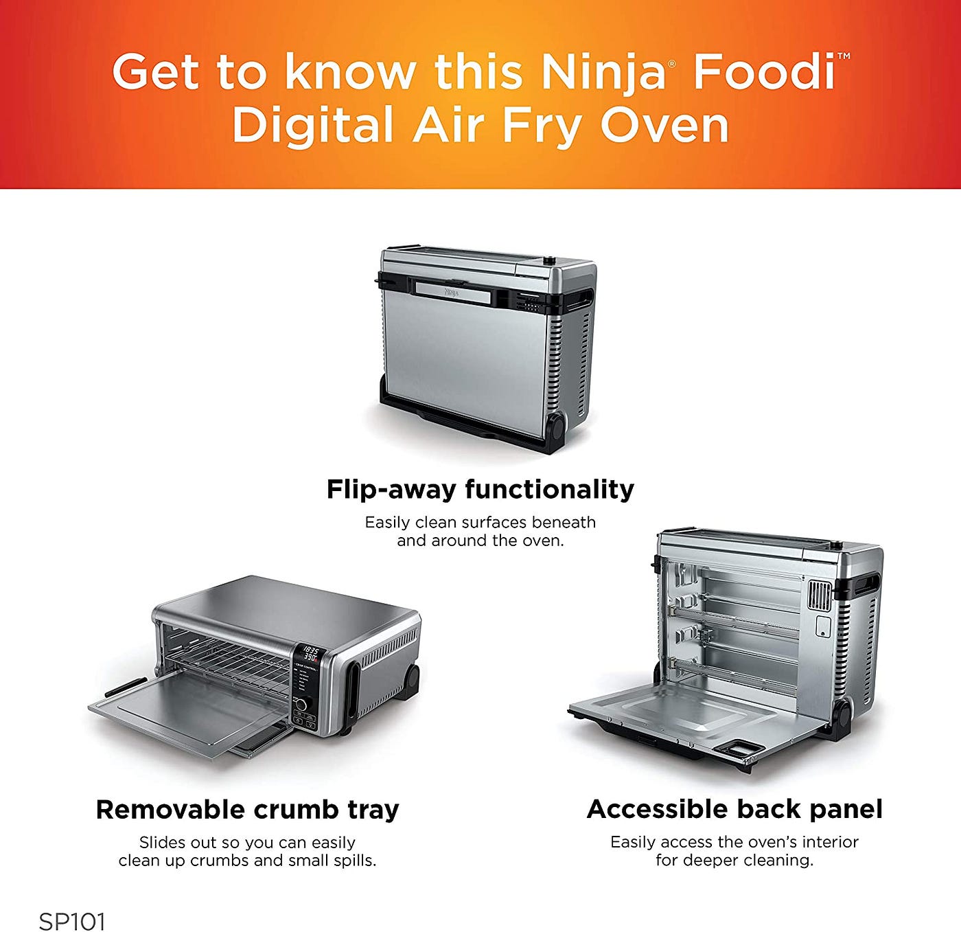 Ninja SP301 Dual Heat Air Fry Countertop 13-in-1 Oven with Extended Height,  XL Capacity, Flip Up & Away Capability for Storage Space, with Air Fry  Basket, SearPlate, Wire Rack & Crumb Tray