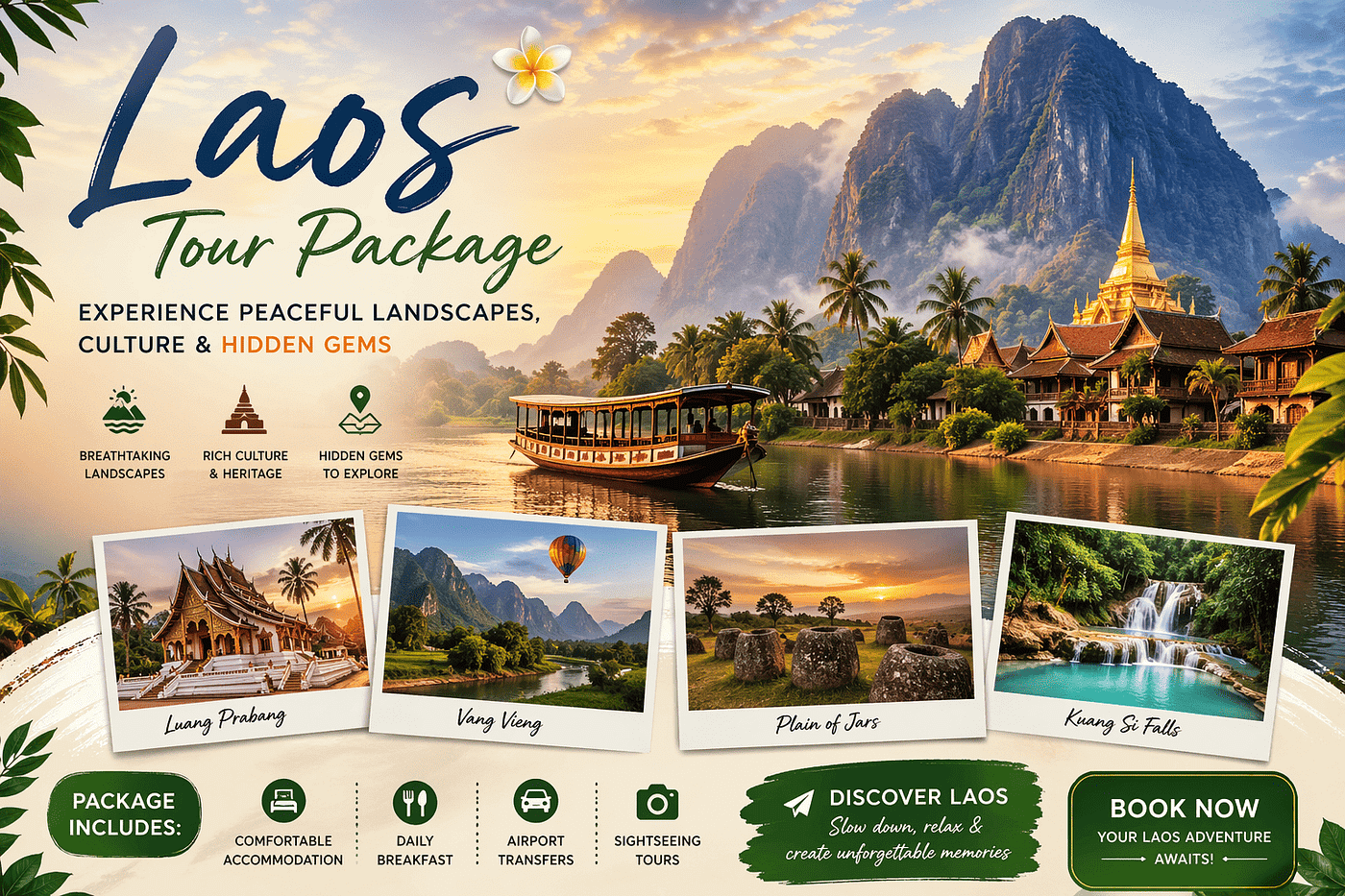 Laos Tour Package — Explore Peaceful Nature and Timeless Culture