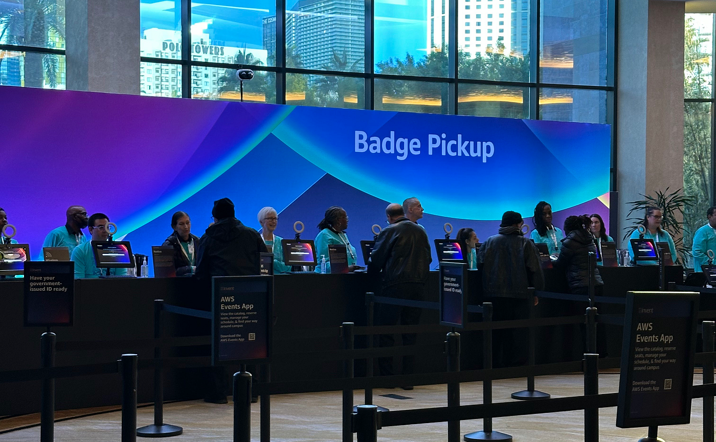 AWS Re:Invent Day 1. Badge and Swag Collection | by Andrew Blooman