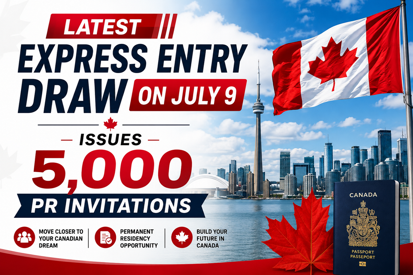 Latest Express Entry Draw on July 9 Issues 5,000 PR Invitations