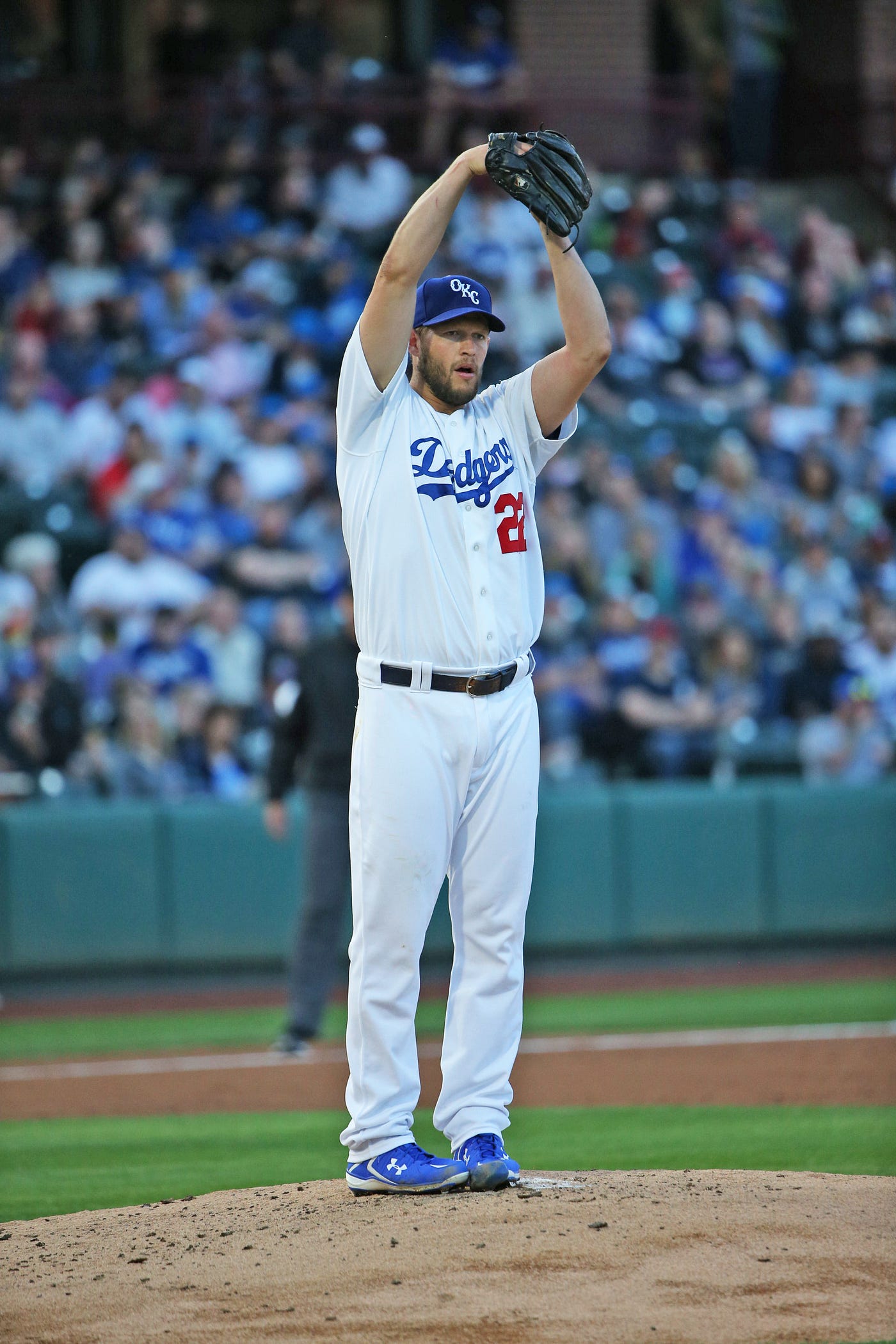 Clayton Kershaw pitches for the Oklahoma City Dodgers during rehab