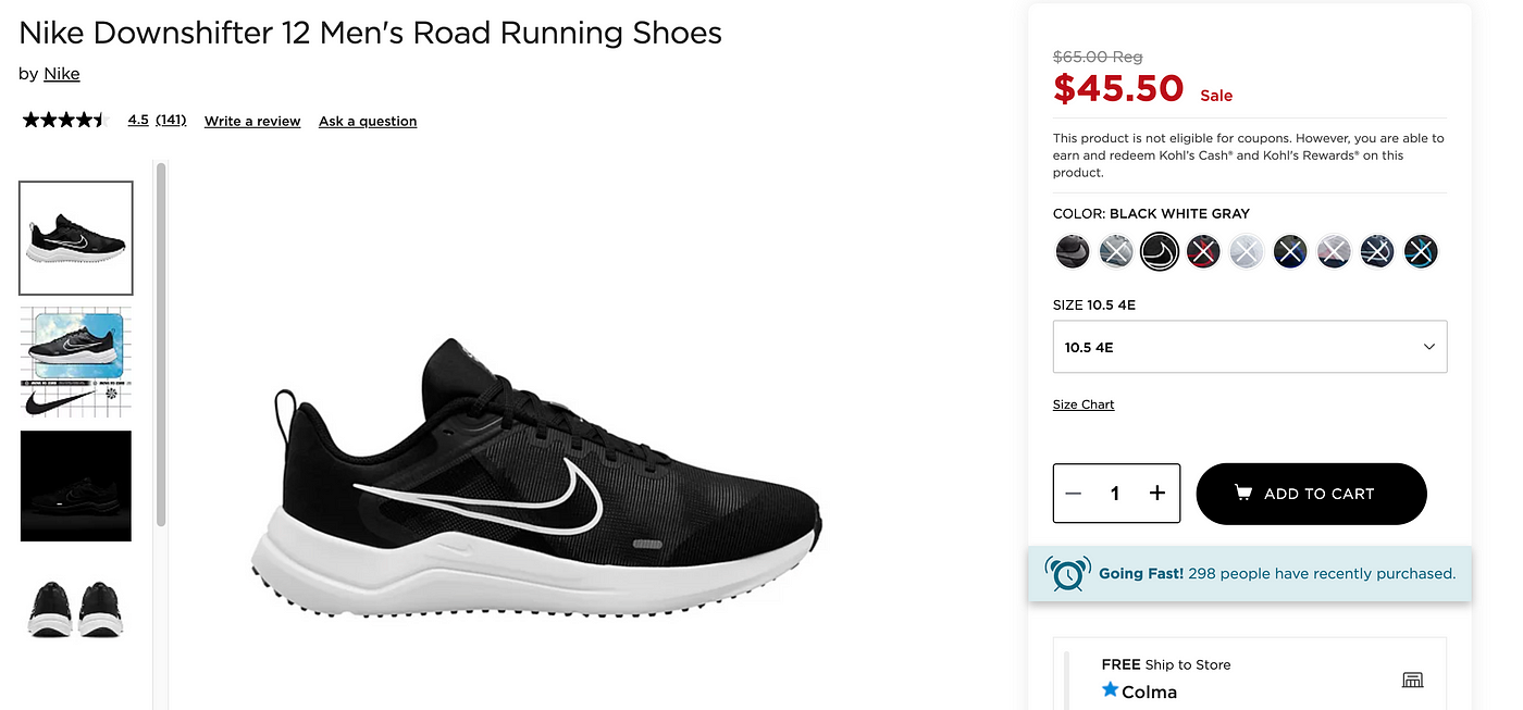 Kohls black 2024 nike shoes