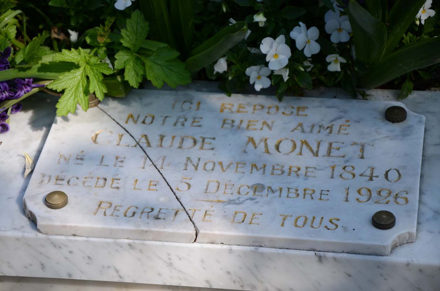 Monet’s gravestone marker in the gardens