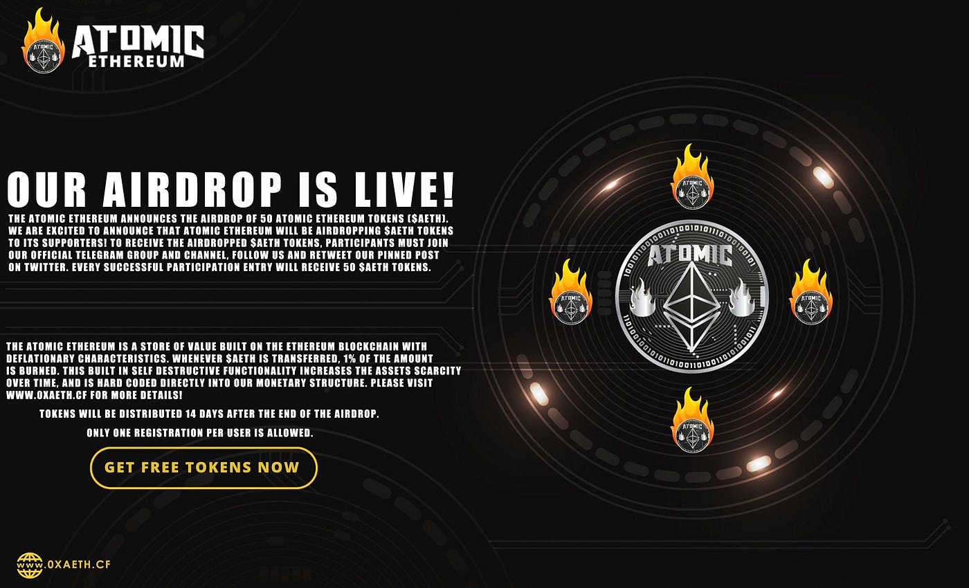 Atomic Etherum Airdrop Campaign. Dear Atomic Ethereum Community, ❝The… | by  Atomic Ethereum | Medium