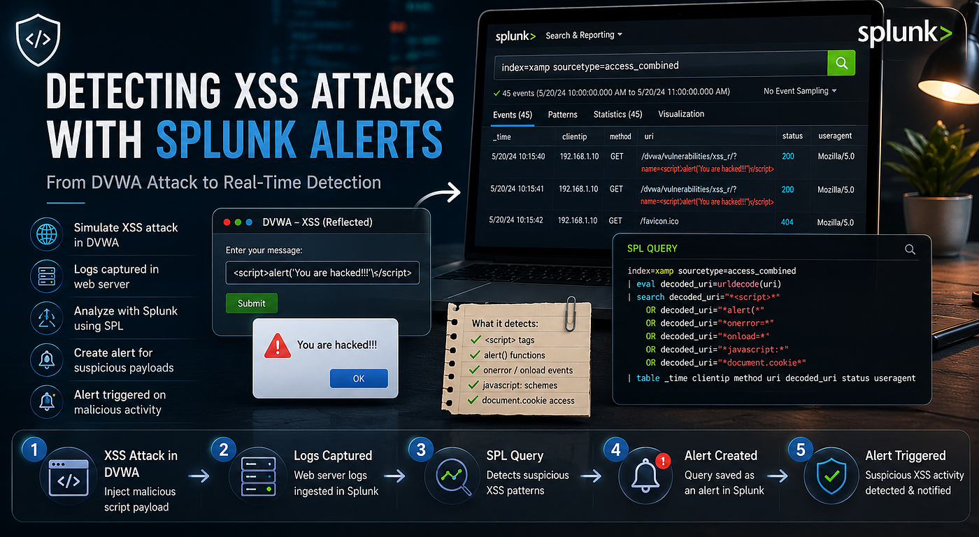Simulating an XSS Reflected Attack in DVWA and Monitoring It with Splunk