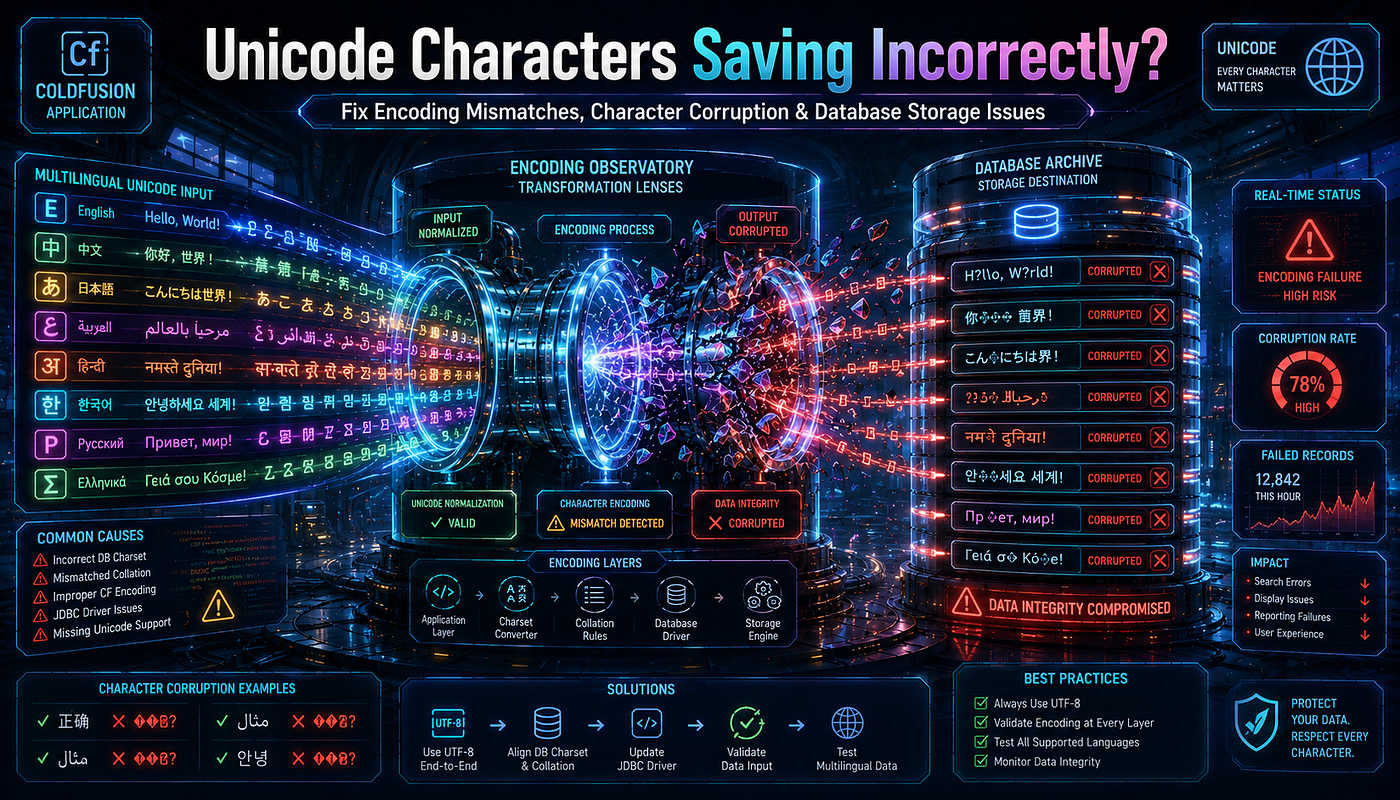 ColdFusion Unicode Characters Not Saving Correctly in Database