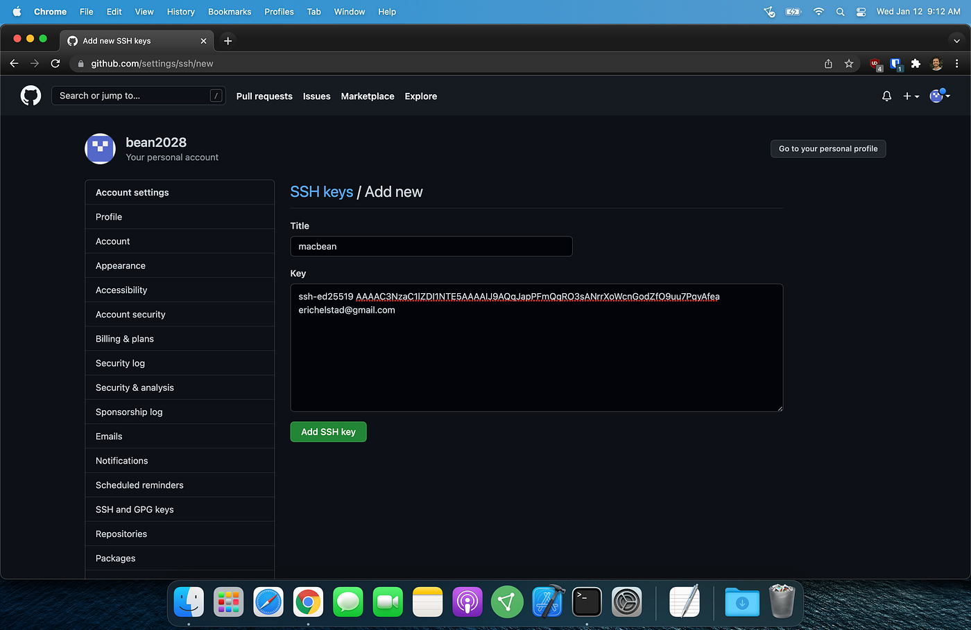 Pasted public key