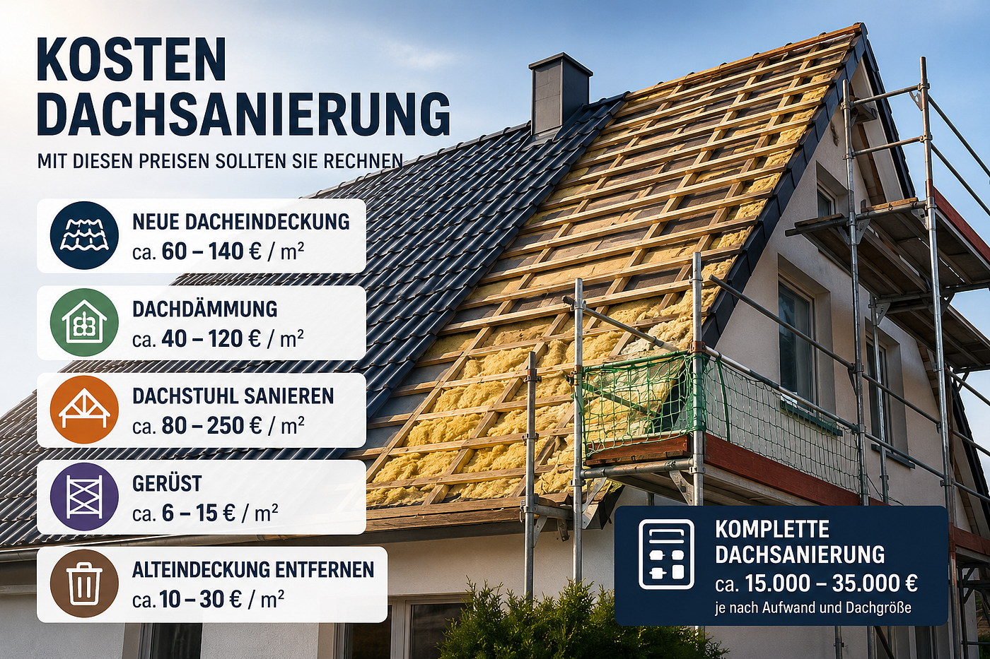 Kosten Dachsanierung — Mit diesen Preisen sollten Sie rechnen