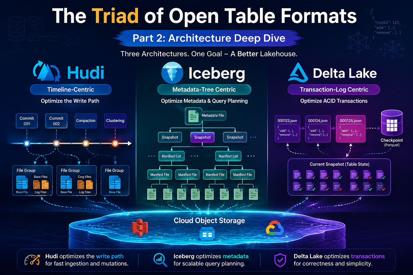 The Triad (Hudi, Iceberg, Delta) of Open Table Formats [2/n] — Architecture Deep Dive