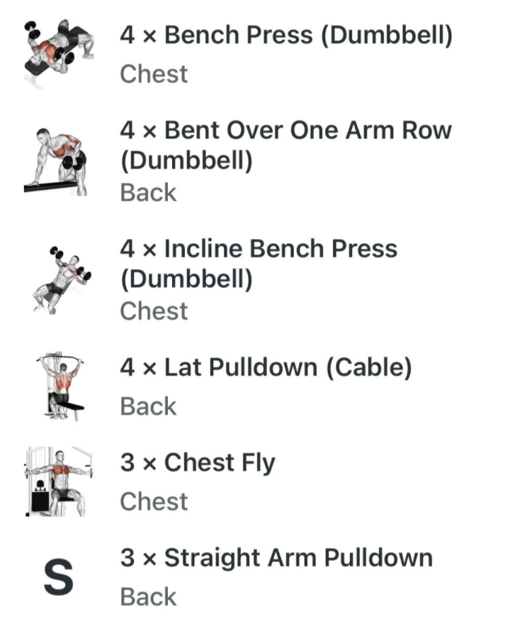 Chest & Back Workout Screenshot from the Strong iOS App