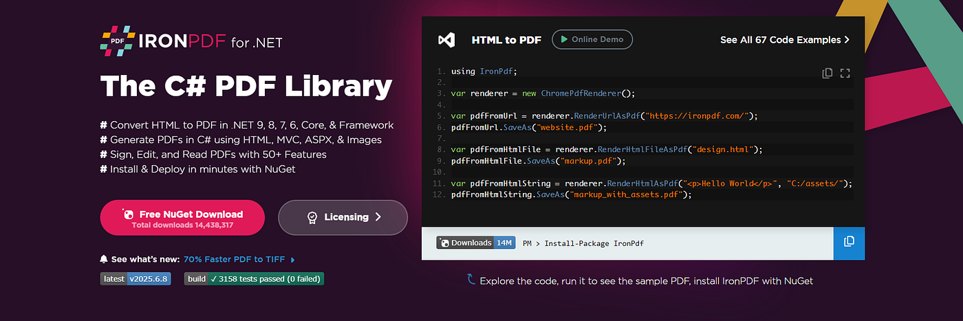 HTML to PDF Generation using IronPDF in Web API