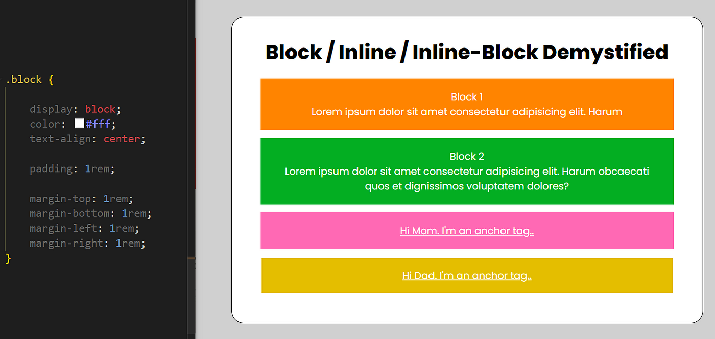 CSS Block, Inline, Inline-Block demystified! | by Dinidu Weerasinghe |  Medium