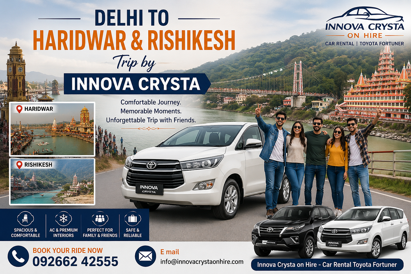 Delhi to Haridwar and Rishikesh Trip by INNOVA CRYSTA