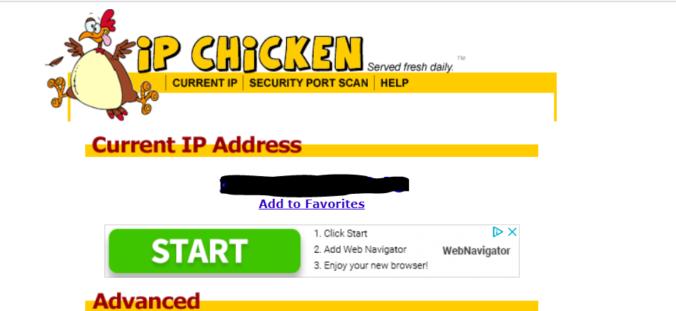 ipchicken.com at WI. IP Chicken - What is my IP address? Free public IP  lookup.