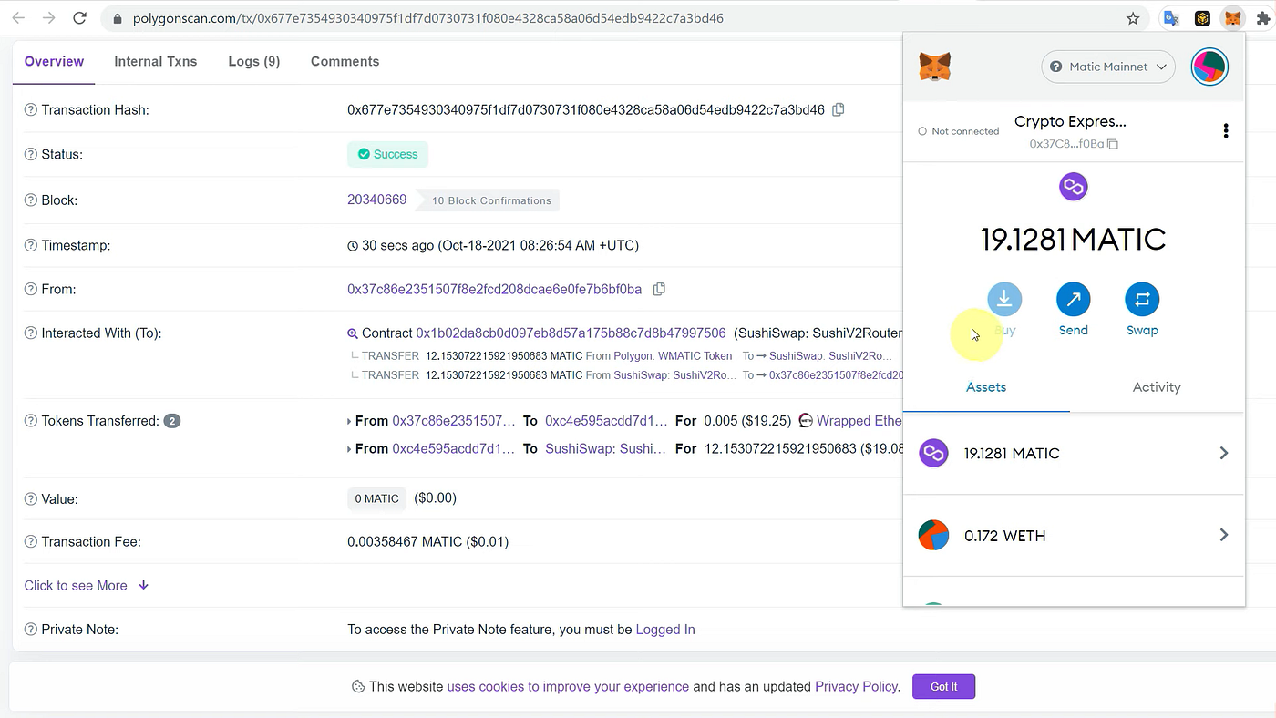 How To Convert Polygon Matic Into Polygon WETH | Coinmonks