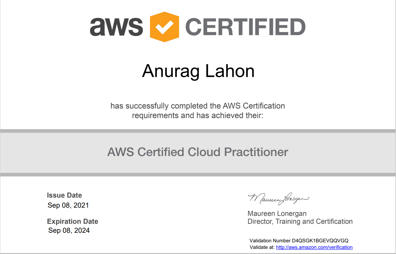 aws cloud practitioner essentials certificate
