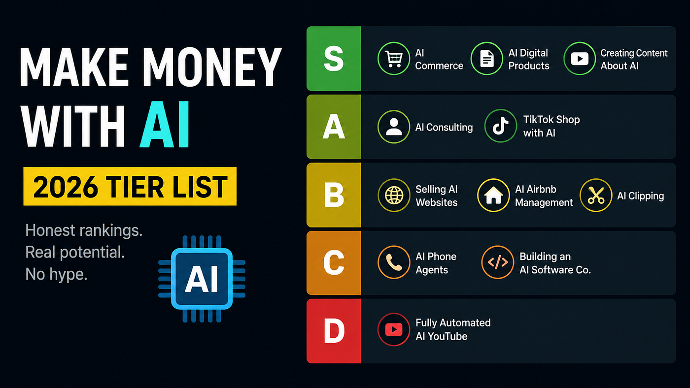 I Ranked 11 Ways to Make Money With AI in 2026 — Here’s the Honest Tier List