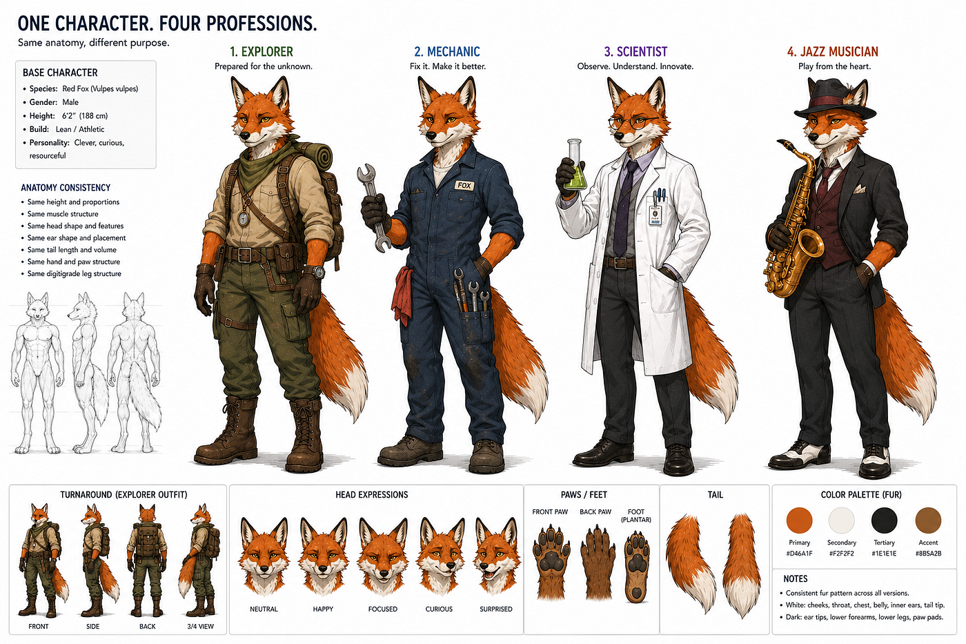 A complete reference sheet makes future illustrations faster and more consistent.
