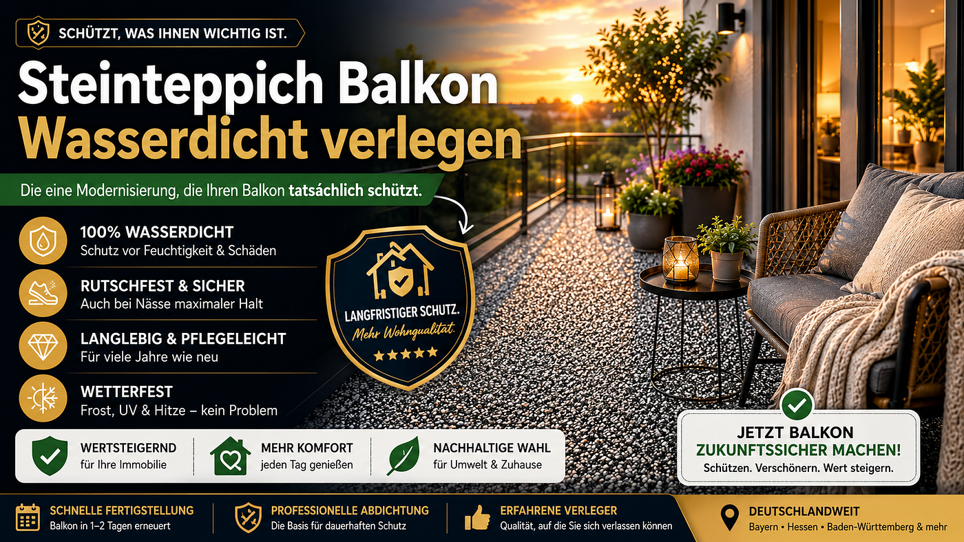 Steinteppich Balkon: 100 % Wasserdicht & Dauerhaft Geschützt