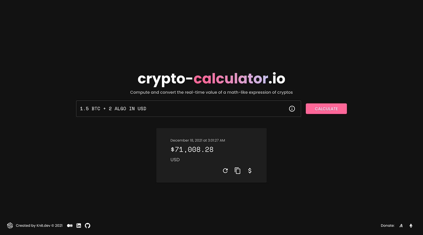 Crypto-Calculator.io: NextJS + NexusJS Project | by Jeremy Tong | Medium