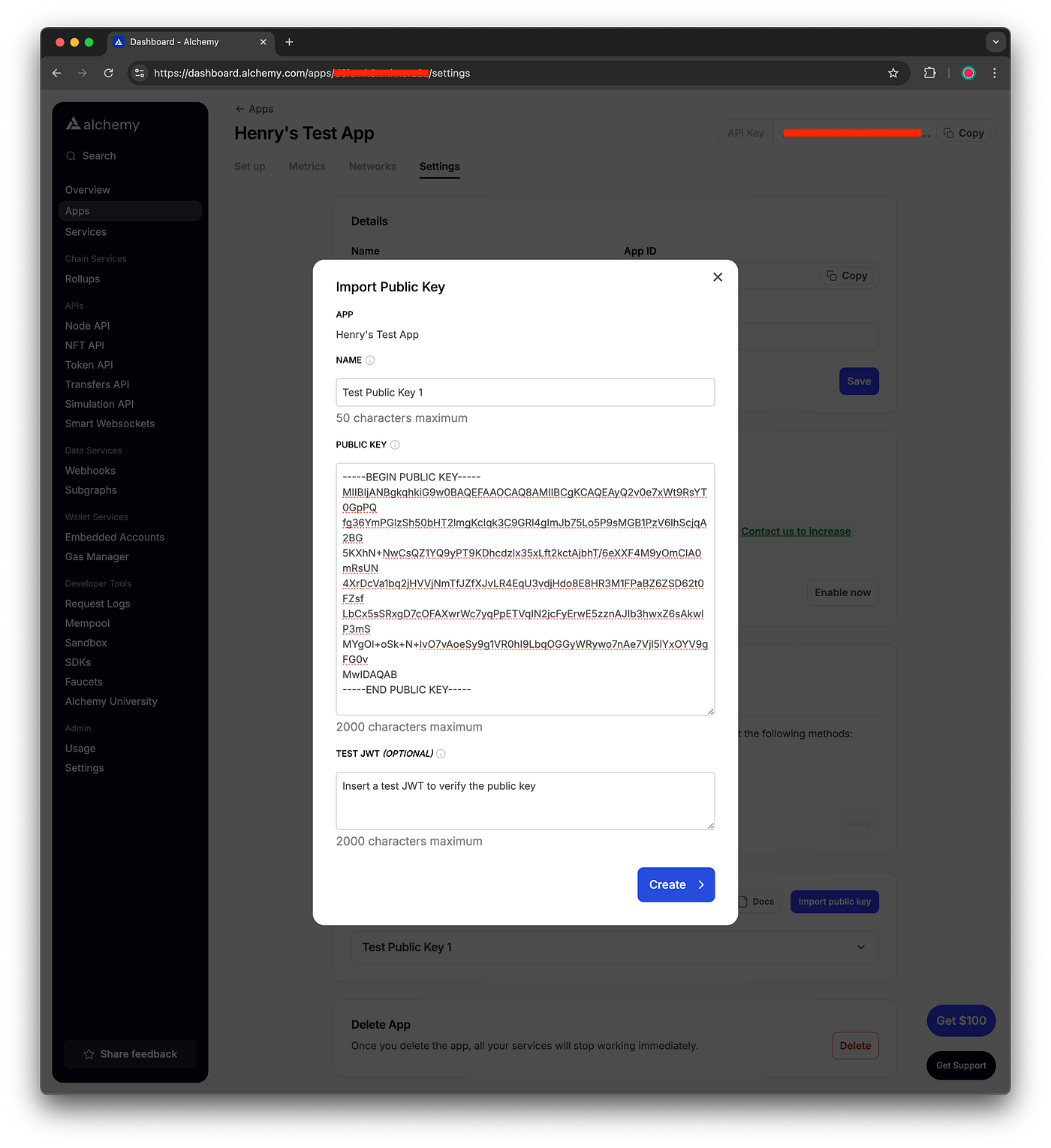 Import your public key