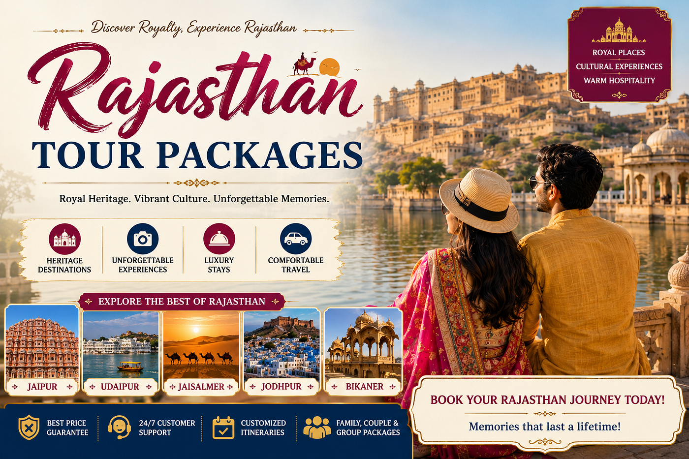 Rajasthan tour packages including Jaipur and Udaipur