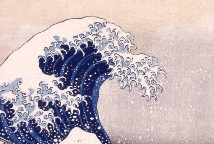 Il reproduit La Grande Vague de Kanagawa de Hokusai en 3D dans