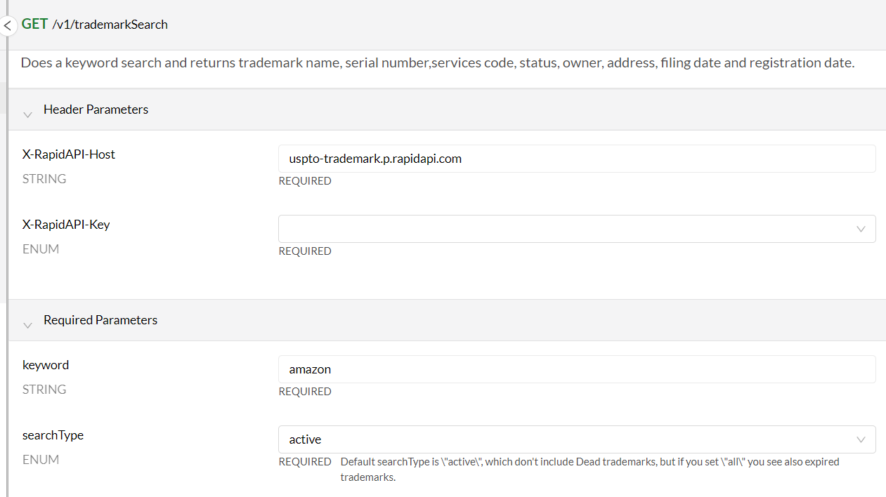 Search trademarked sale names