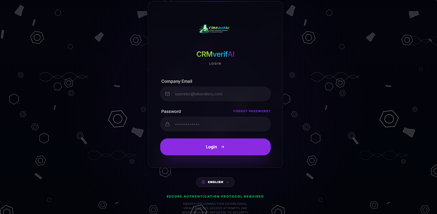 CRMVerifAI Login page