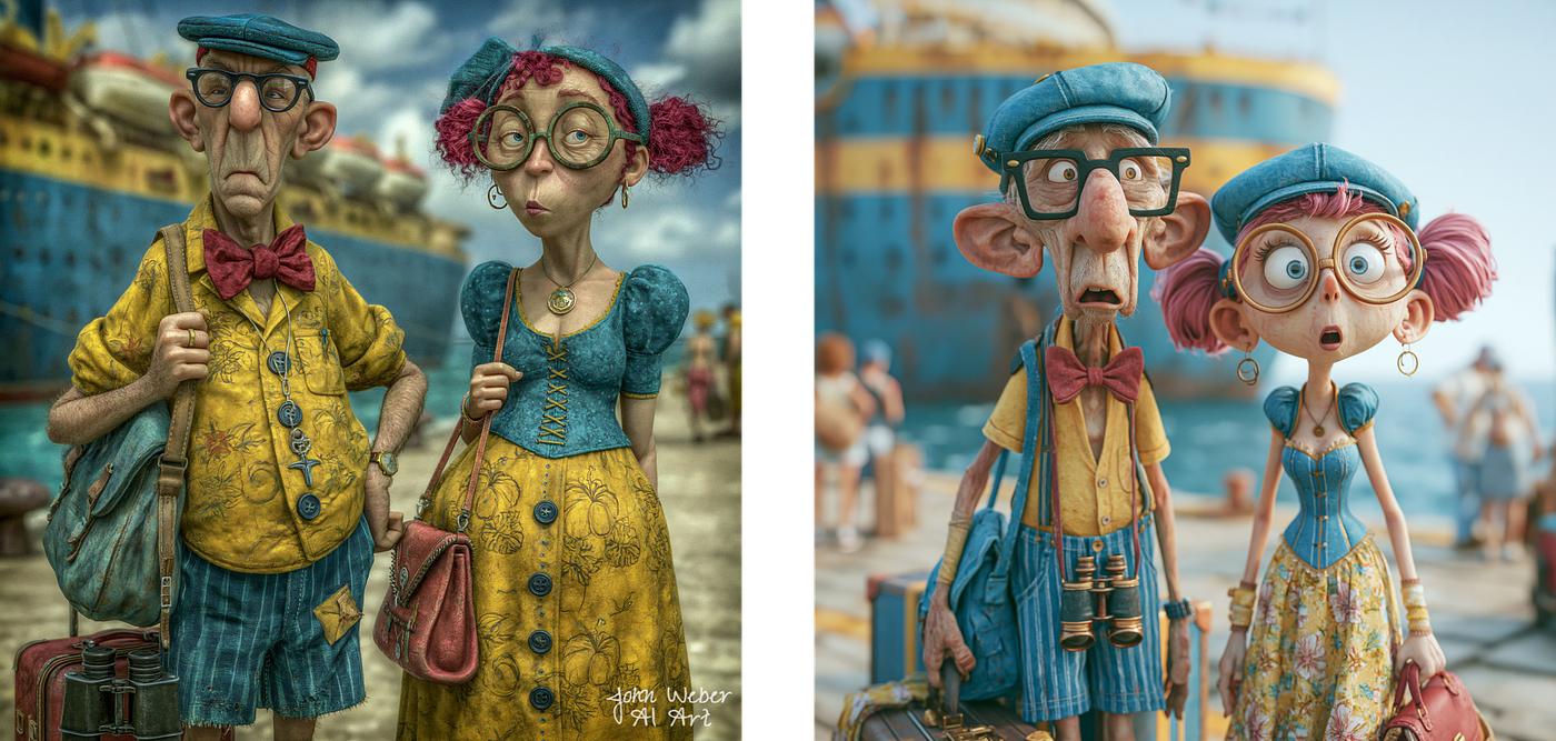 the left image is John Weber’s original and the right image was created by the author