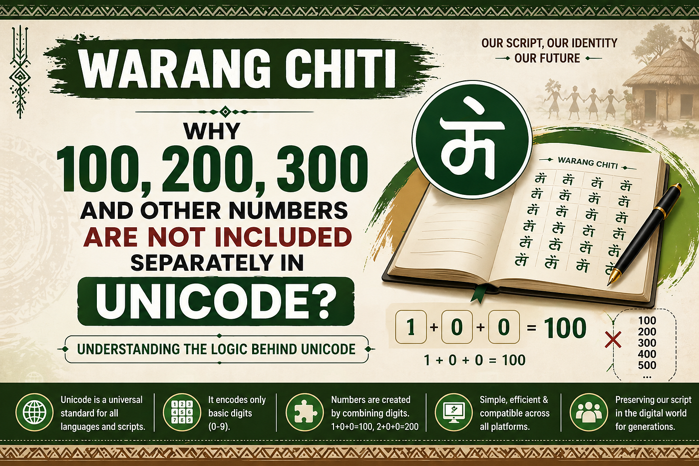 Warang Chiti में 100, 200, 300 जैसे अंक Unicode में क्यों नहीं हैं? (पूरी सच्चाई आसान भाषा में)
