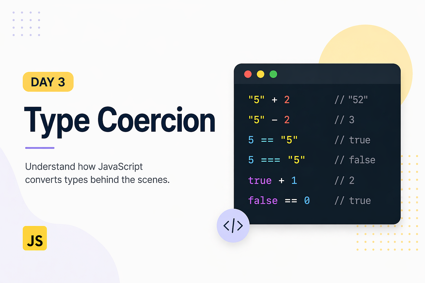 Day 3 — Type Coercion (JavaScript’s Most Misunderstood Behavior)