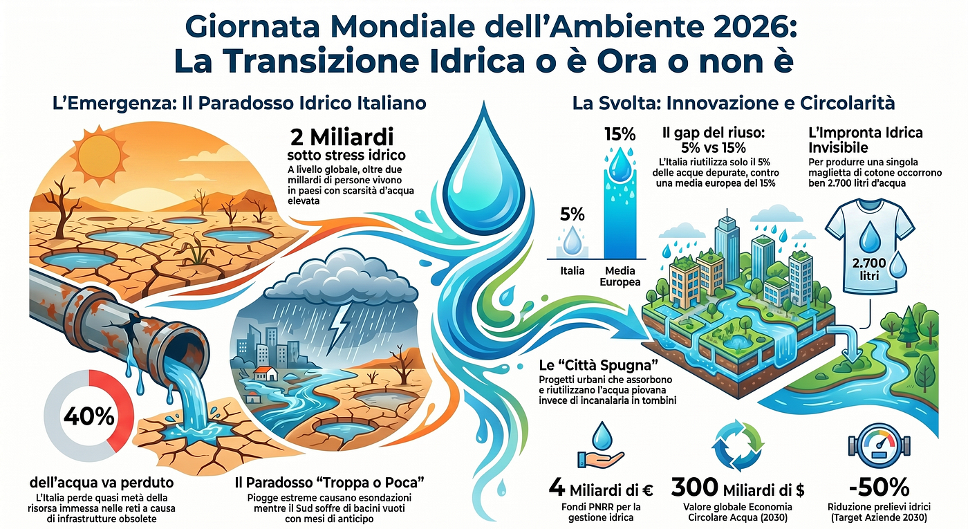 Acqua, clima e futuro: cosa ci insegna la Giornata Mondiale dell’Ambiente 2026 sulla transizione…
