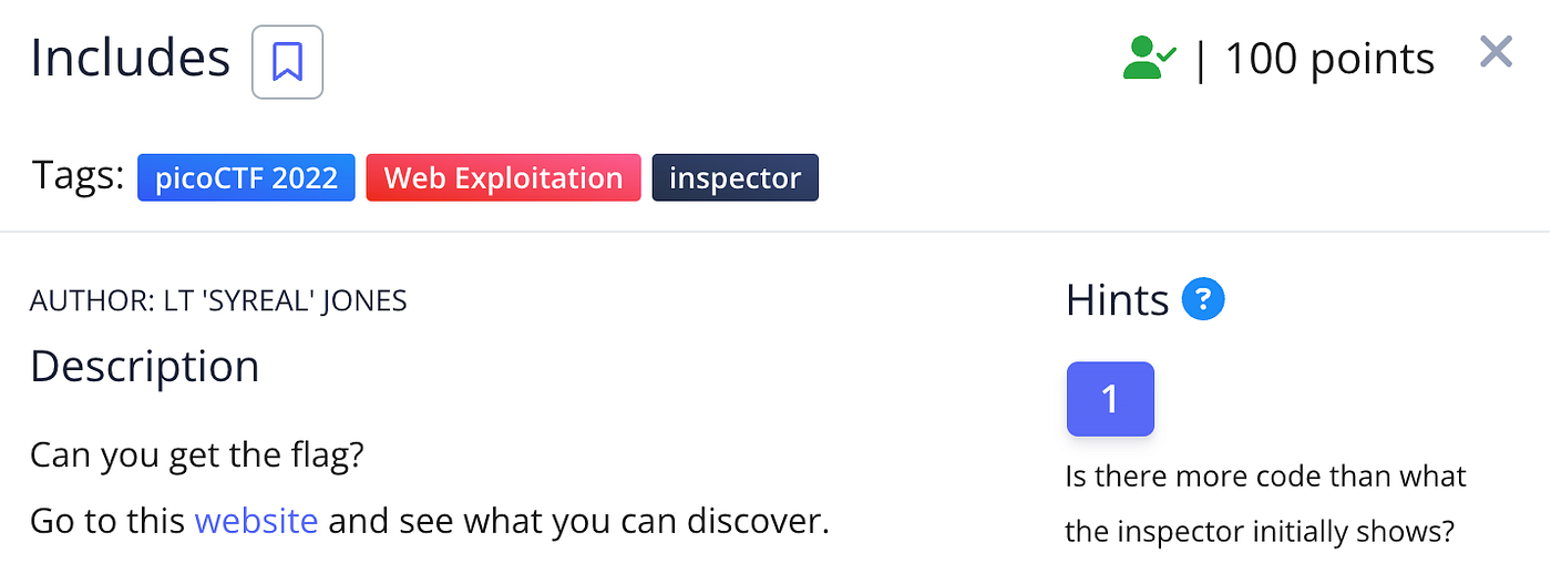 picoCTF — Includes - 章魚- Medium
