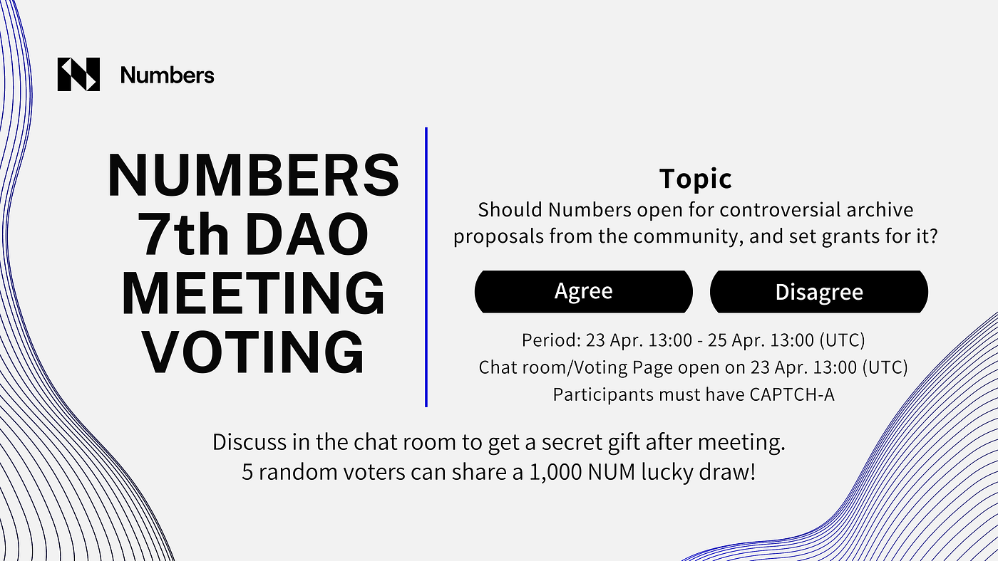 The 7th Numbers DAO Meeting/Voting is Set on 23 Apr 13:00 UTC