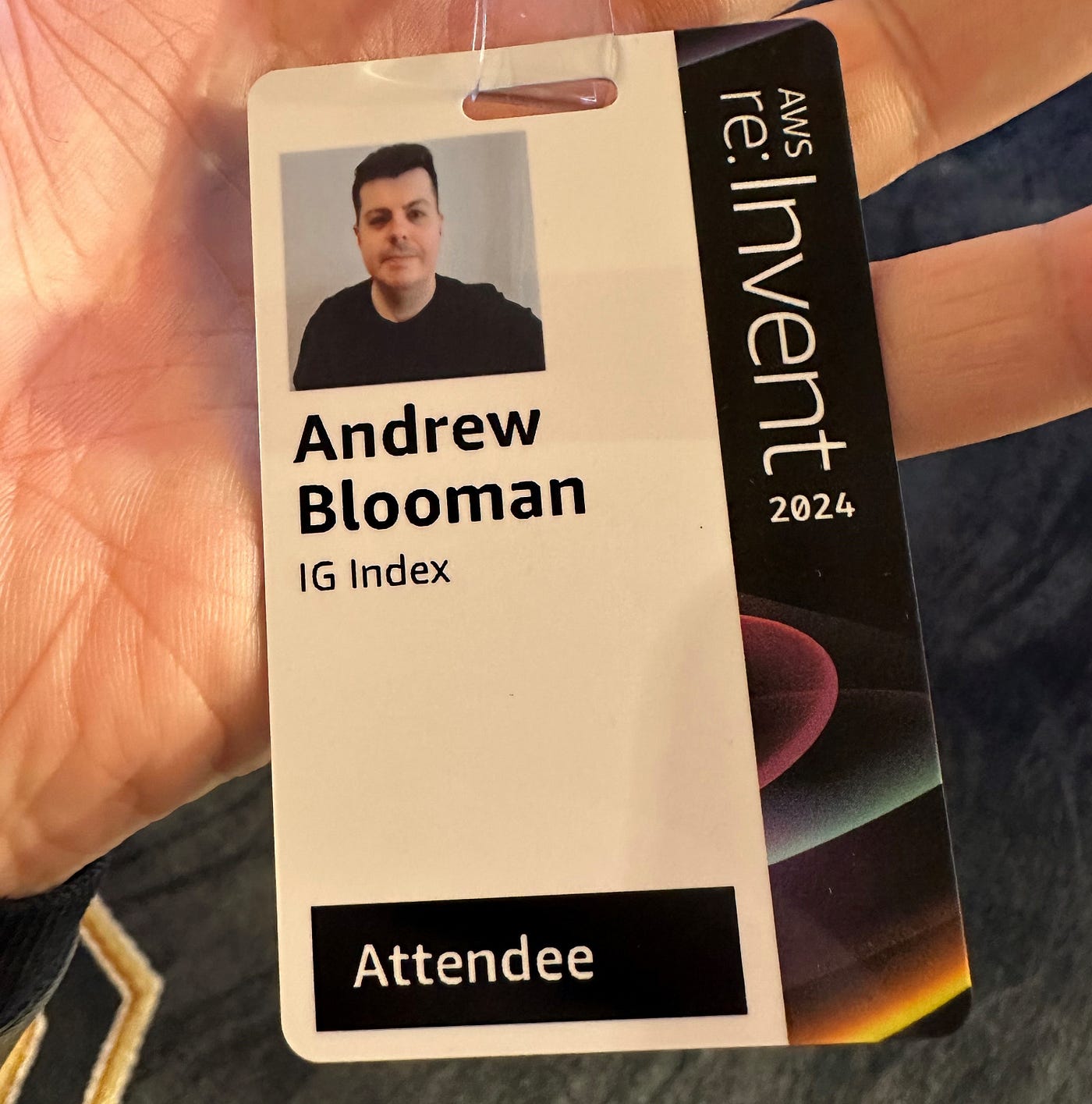 AWS Re:Invent Day 1. Badge and Swag Collection | by Andrew Blooman
