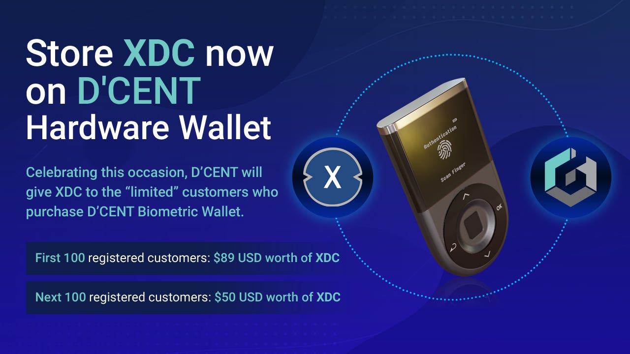 D'CENT Wallet Lists XDC Token; Becomes the First Hardware Wallet for XinFin  Mainnet Users. | by XinFin XDC Hybrid Blockchain Network | XinFin | Medium