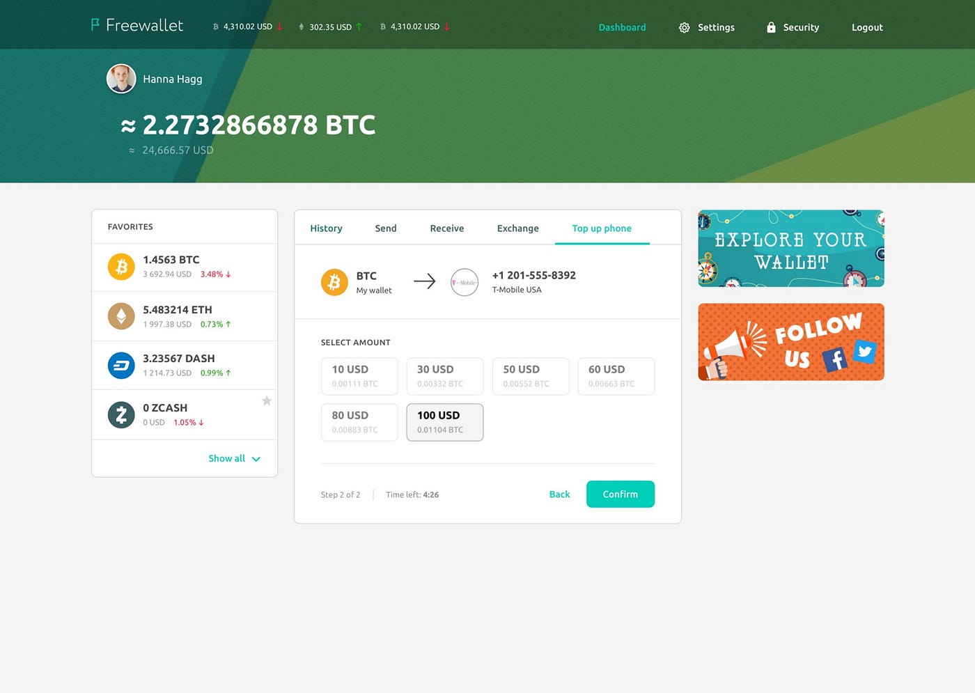 Recharge your phone directly from your wallet with Freewallet | by  Bitrefill | Bitrefill Blog | Medium