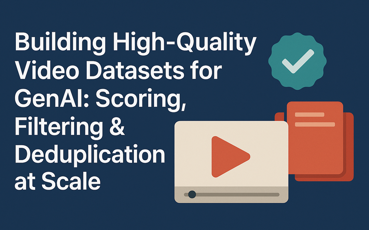 Building High-Quality Video Datasets for GenAI: Scoring, Filtering & Deduplication at Scale